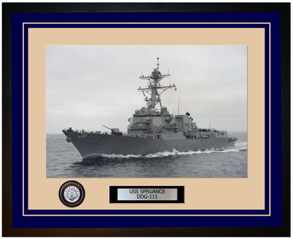 USS SPRUANCE DDG-111 Framed Navy Ship Photo Blue