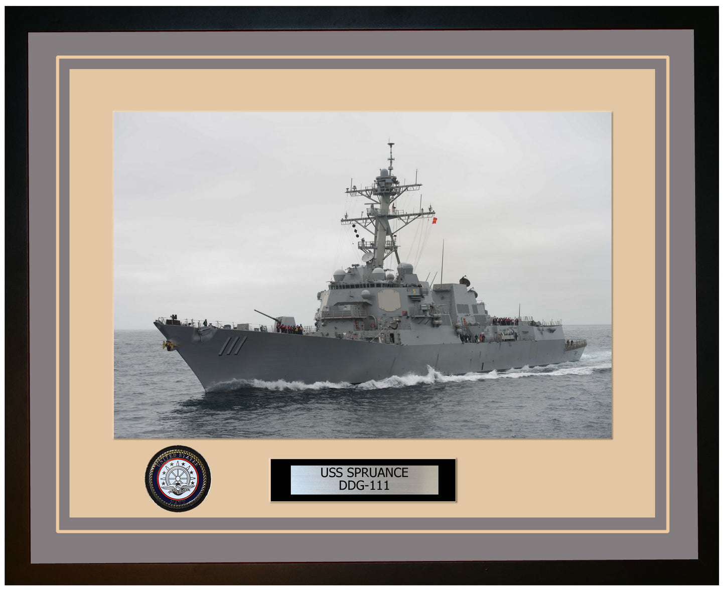 USS SPRUANCE DDG-111 Framed Navy Ship Photo Grey