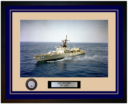 USS BRUMBY FF-1044 Framed Navy Ship Photo Blue