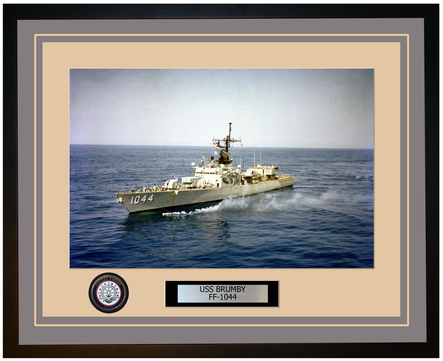 USS BRUMBY FF-1044 Framed Navy Ship Photo Grey