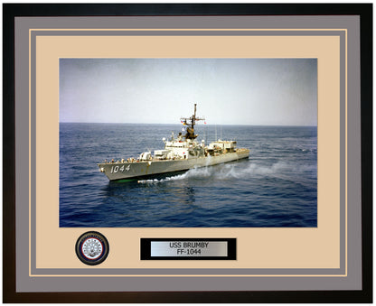 USS BRUMBY FF-1044 Framed Navy Ship Photo Grey