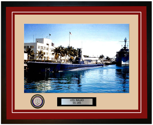 USS Balao SS-285 Framed Navy Ship Photo Burgundy