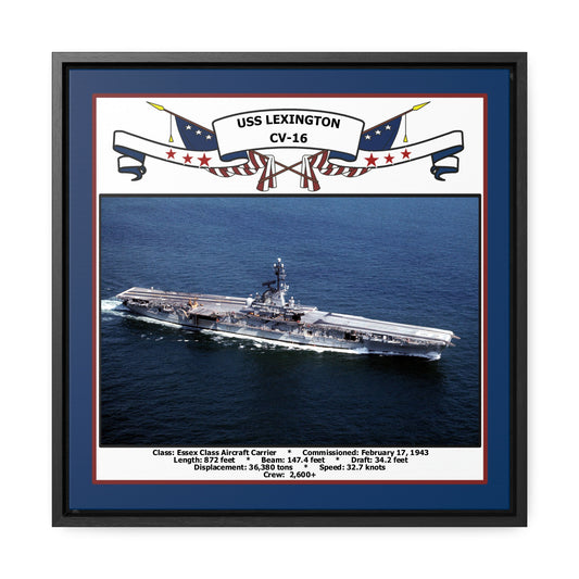 USS Lexington CV-16 Navy Floating Frame Photo Front View
