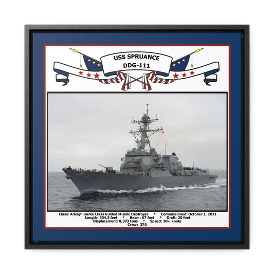 USS Spruance DDG-111 Navy Floating Frame Photo Front View