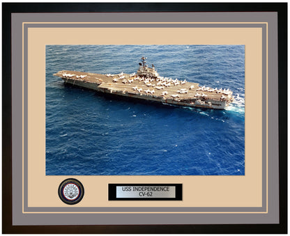 USS INDEPENDENCE CV-62 Framed Navy Ship Photo Grey