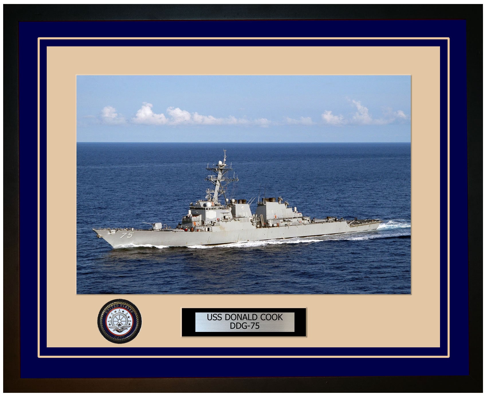 USS DONALD COOK DDG-75 Framed Navy Ship Photo Blue