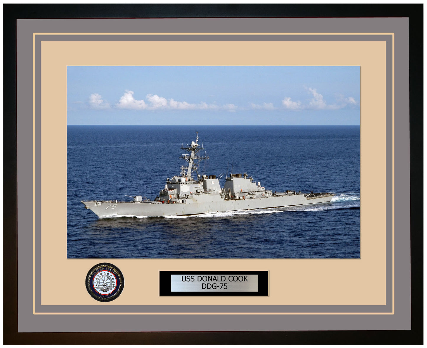 USS DONALD COOK DDG-75 Framed Navy Ship Photo Grey