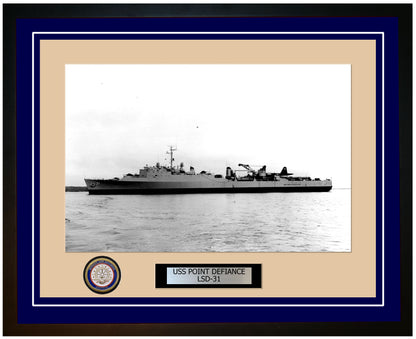 USS Point Defiance LSD-31 Framed Navy Ship Photo Blue