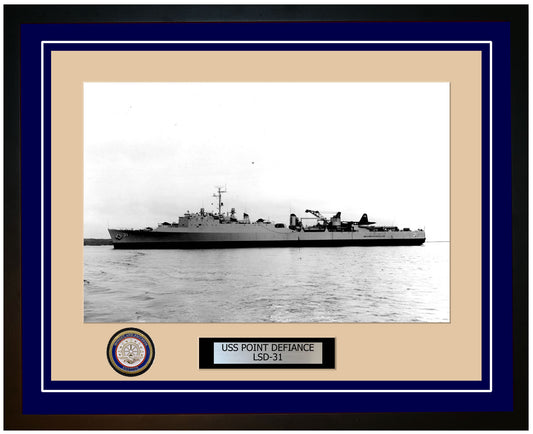 USS Point Defiance LSD-31 Framed Navy Ship Photo Blue
