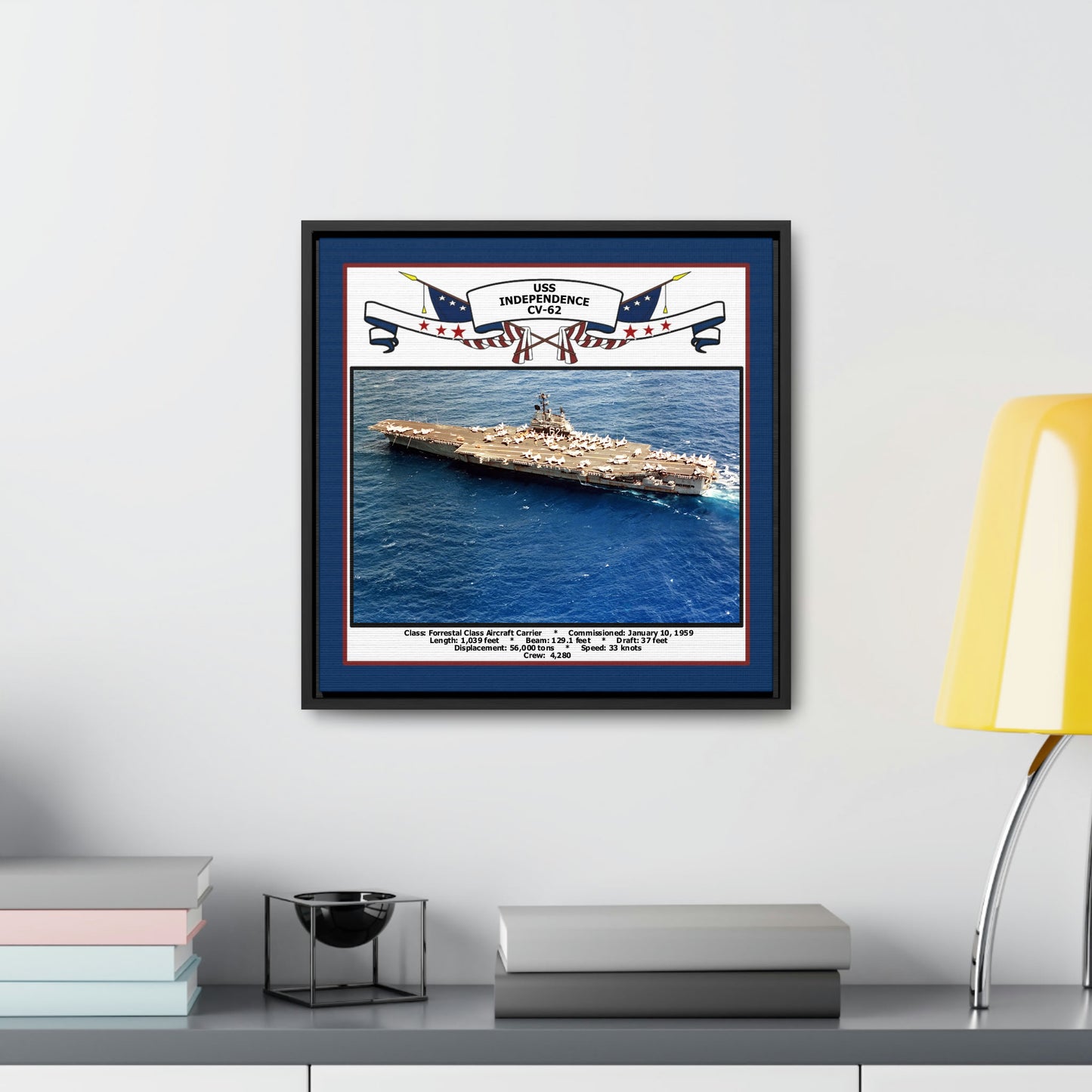 USS Independence CV-62 Navy Floating Frame Photo Desk View