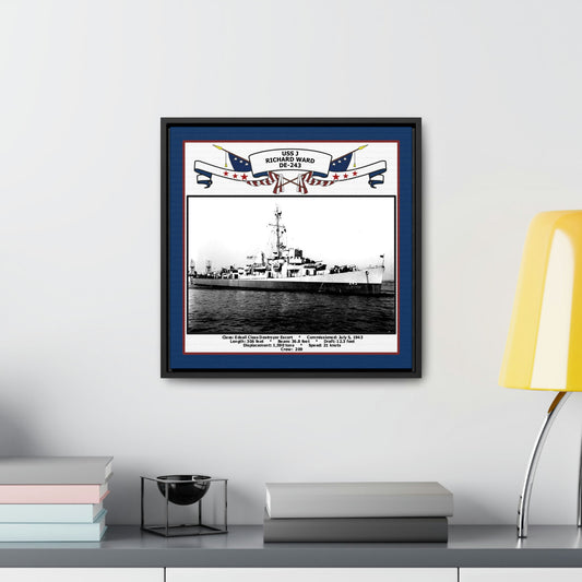 USS J Richard Ward DE-243 Navy Floating Frame Photo Desk View