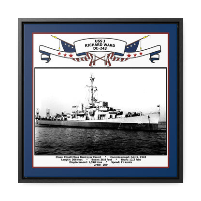USS J Richard Ward DE-243 Navy Floating Frame Photo Front View