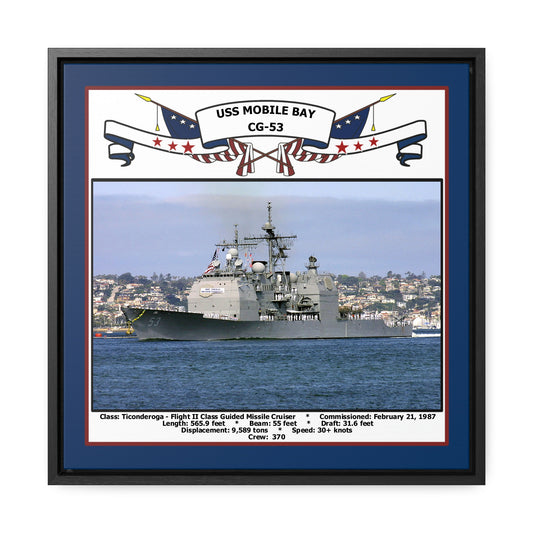 USS Mobile Bay CG-53 Navy Floating Frame Photo Front View
