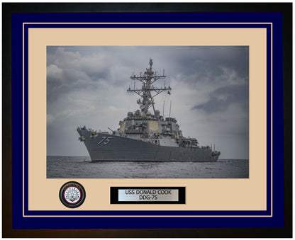 USS DONALD COOK DDG-75 Framed Navy Ship Photo Blue