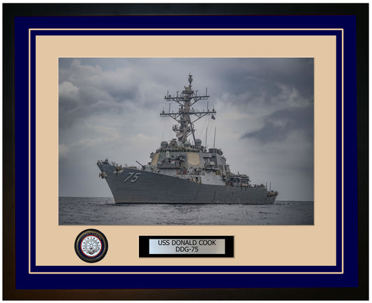 USS DONALD COOK DDG-75 Framed Navy Ship Photo Blue