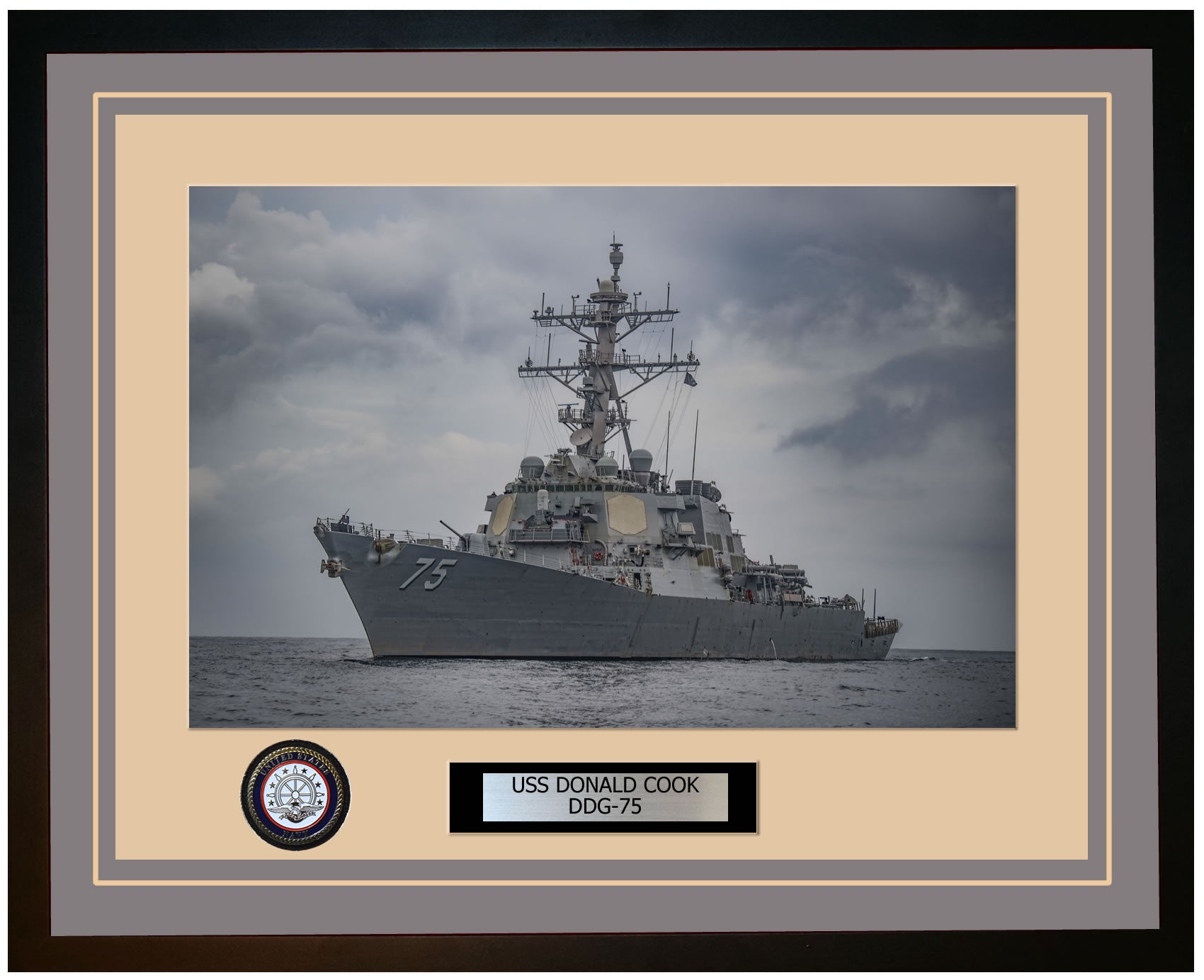 USS DONALD COOK DDG-75 Framed Navy Ship Photo Grey