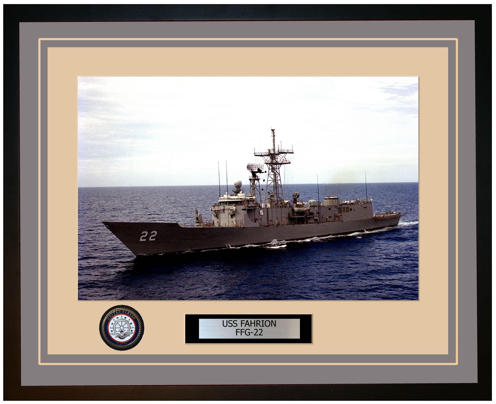 USS FAHRION FFG-22 Framed Navy Ship Photo Grey
