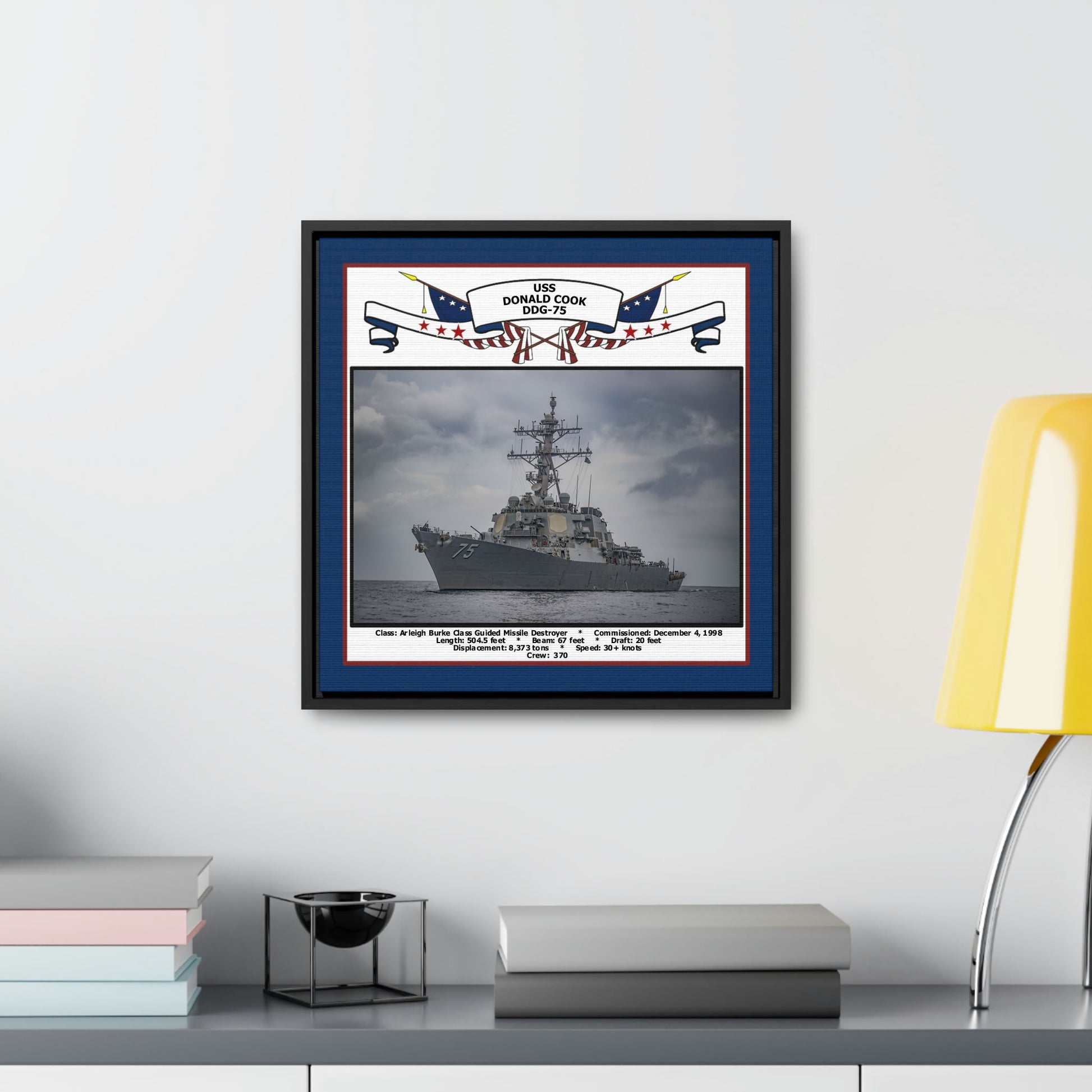 USS Donald Cook DDG-75 Navy Floating Frame Photo Desk View