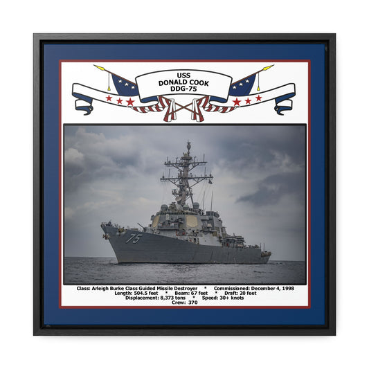 USS Donald Cook DDG-75 Navy Floating Frame Photo Front View