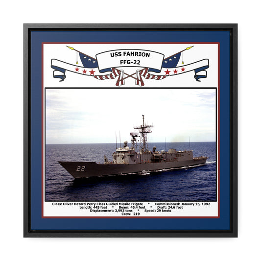 USS Fahrion FFG-22 Navy Floating Frame Photo Front View