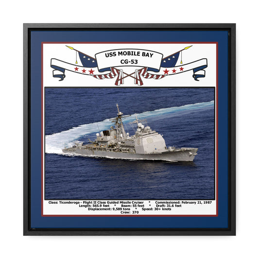 USS Mobile Bay CG-53 Navy Floating Frame Photo Front View