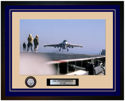 USS INDEPENDENCE CV-62 Framed Navy Ship Photo Blue