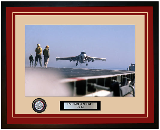 USS INDEPENDENCE CV-62 Framed Navy Ship Photo Burgundy
