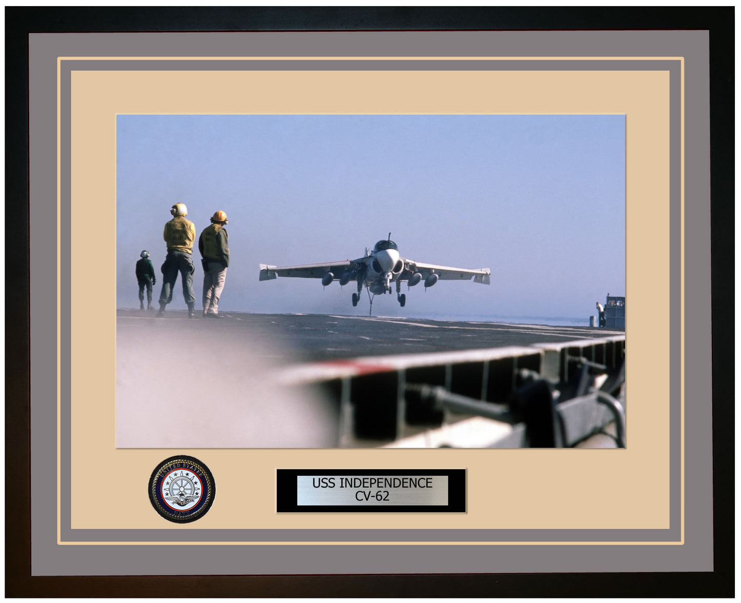 USS INDEPENDENCE CV-62 Framed Navy Ship Photo Grey