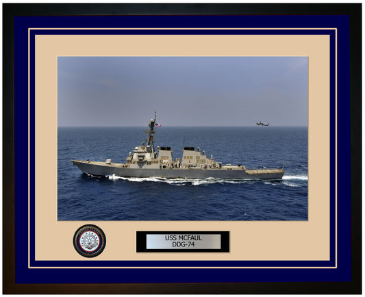 USS MCFAUL DDG-74 Framed Navy Ship Photo Blue