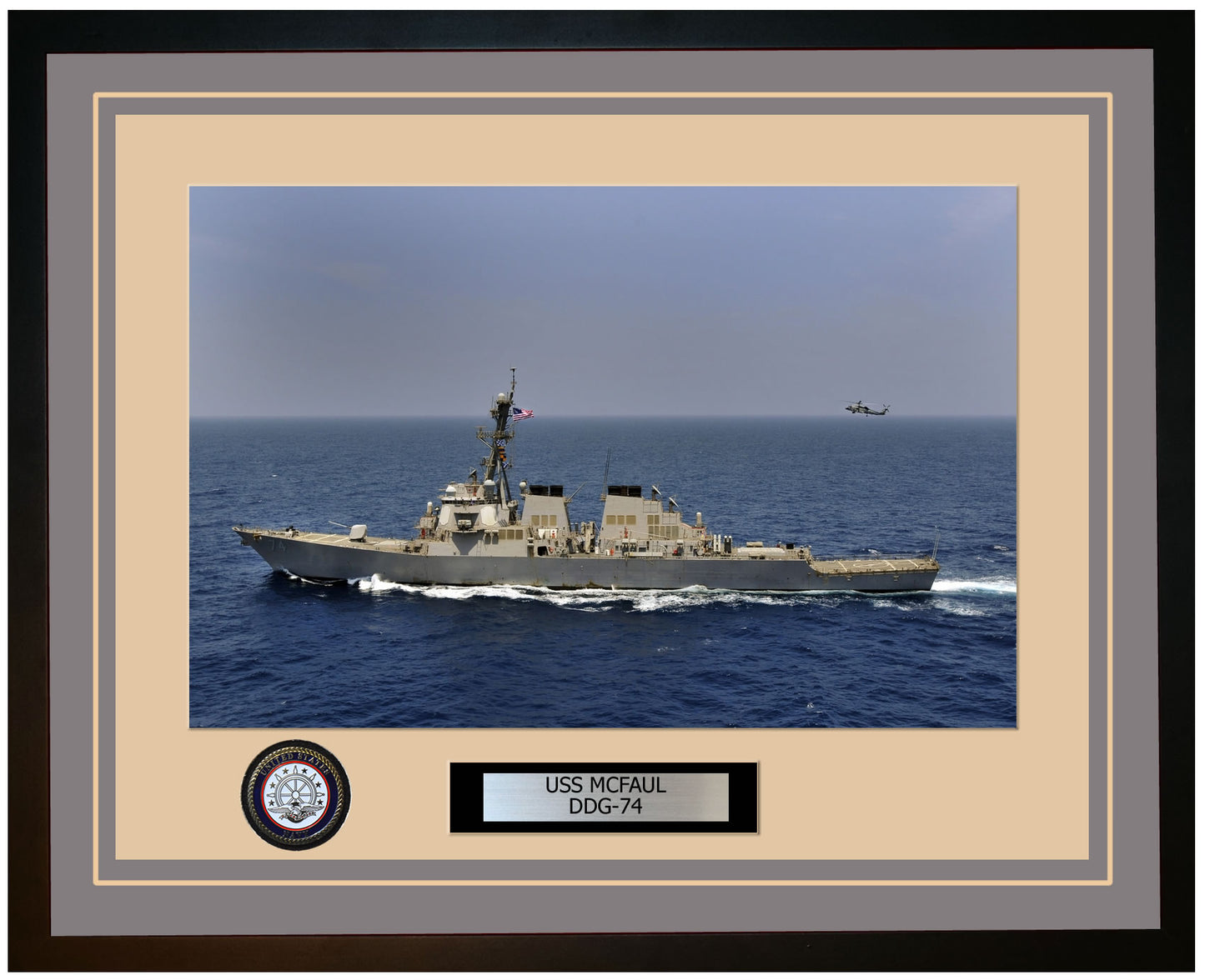 USS MCFAUL DDG-74 Framed Navy Ship Photo Grey
