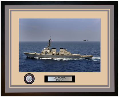 USS MCFAUL DDG-74 Framed Navy Ship Photo Grey