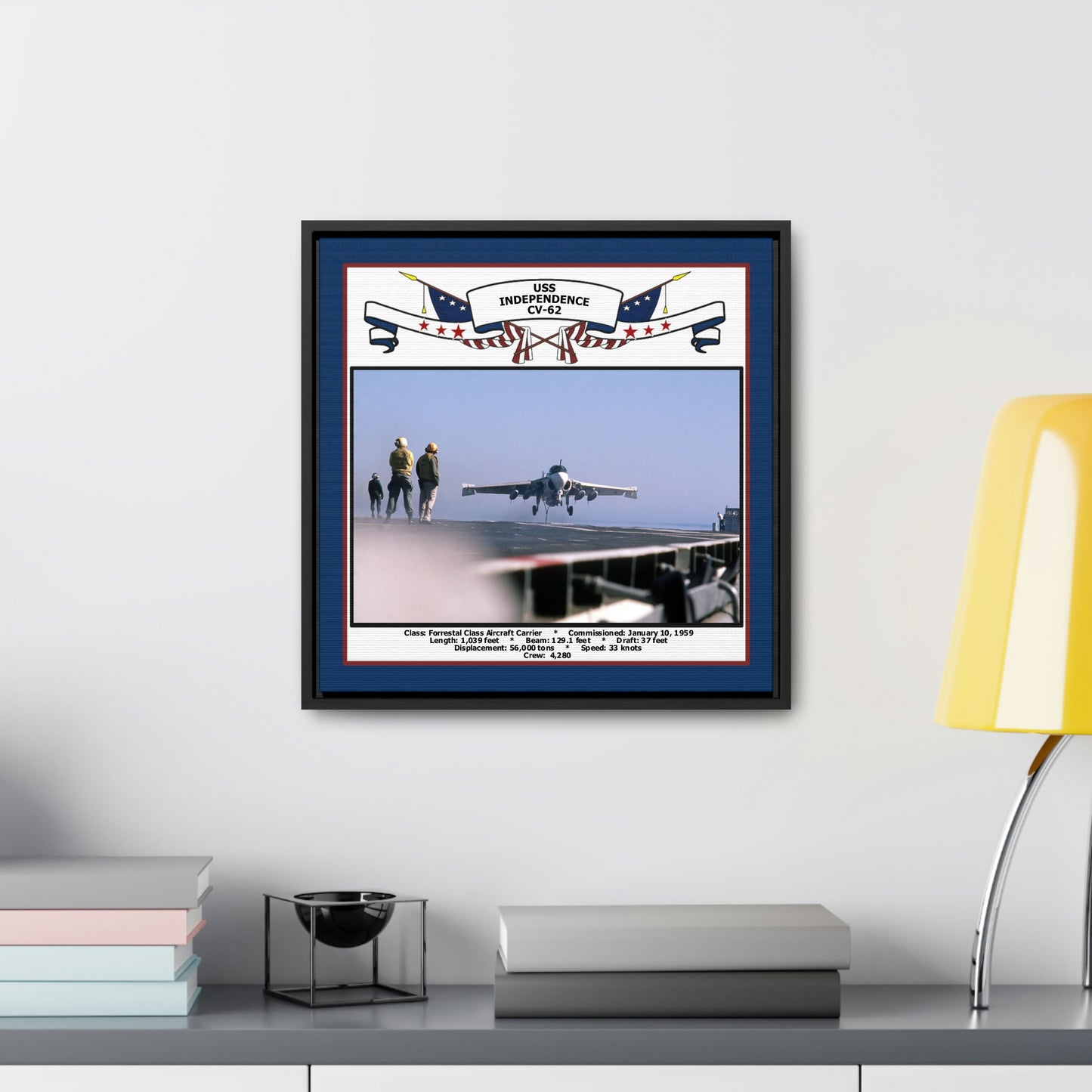 USS Independence CV-62 Navy Floating Frame Photo Desk View
