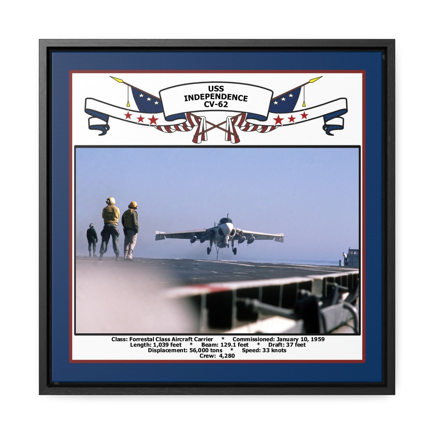 USS Independence CV-62 Navy Floating Frame Photo Front View