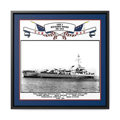 USS J Richard Ward DE-243 Navy Floating Frame Photo Front View