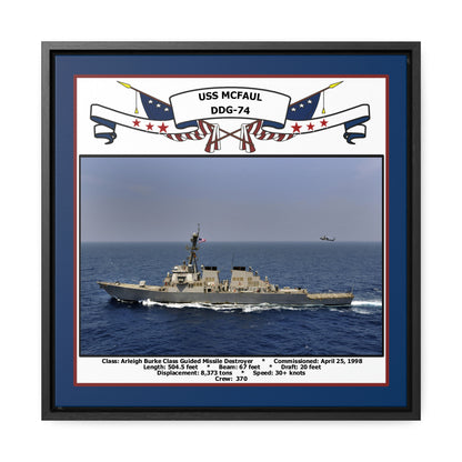 USS Mcfaul DDG-74 Navy Floating Frame Photo Front View