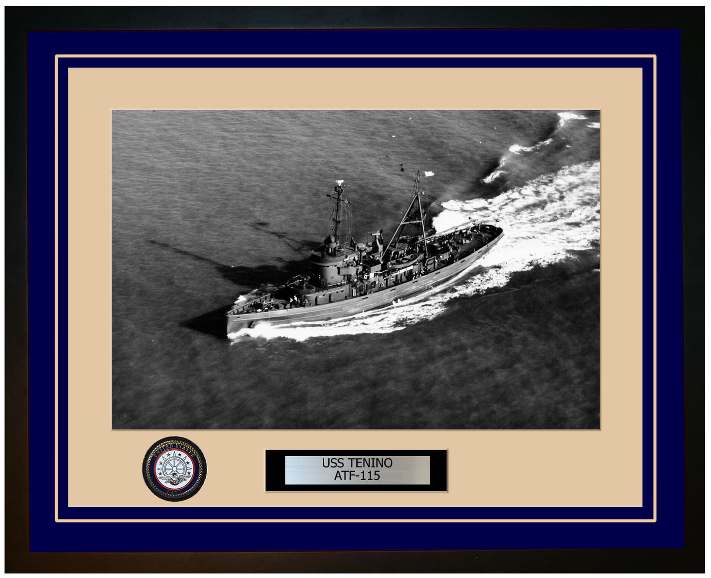 USS TENINO ATF-115 Framed Navy Ship Photo Blue