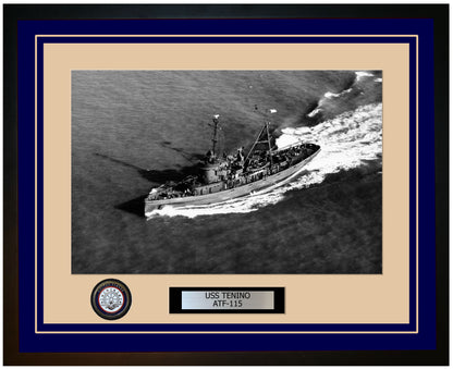 USS TENINO ATF-115 Framed Navy Ship Photo Blue