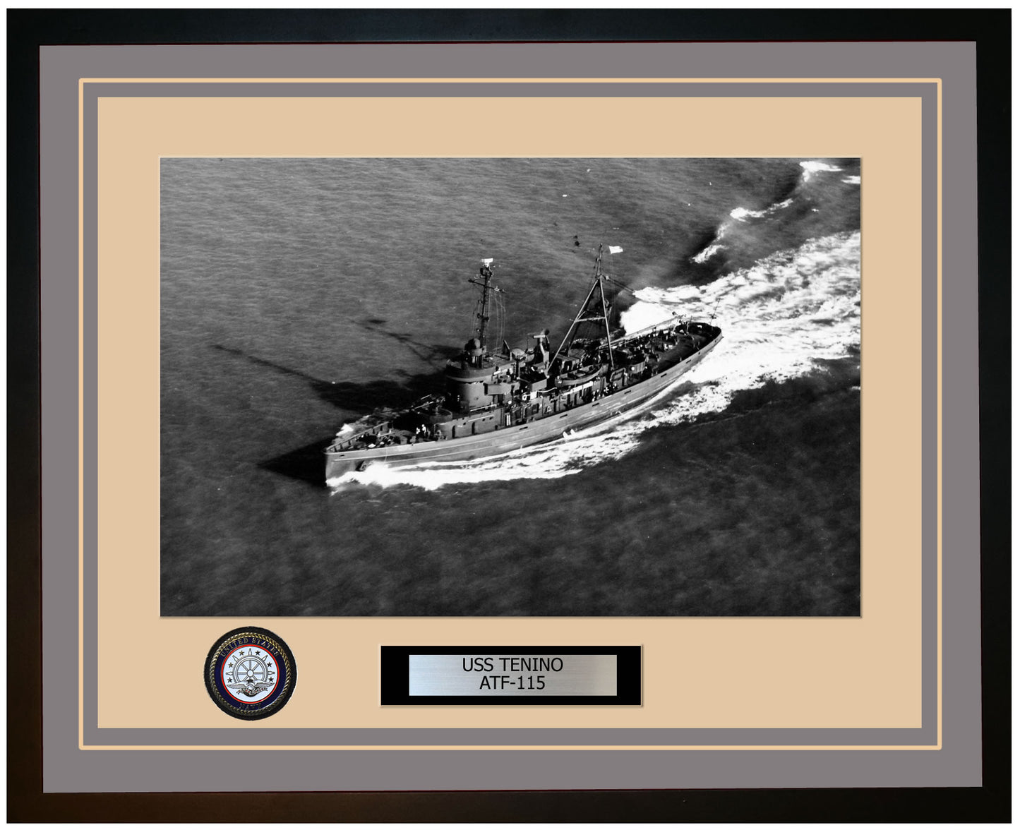 USS TENINO ATF-115 Framed Navy Ship Photo Grey