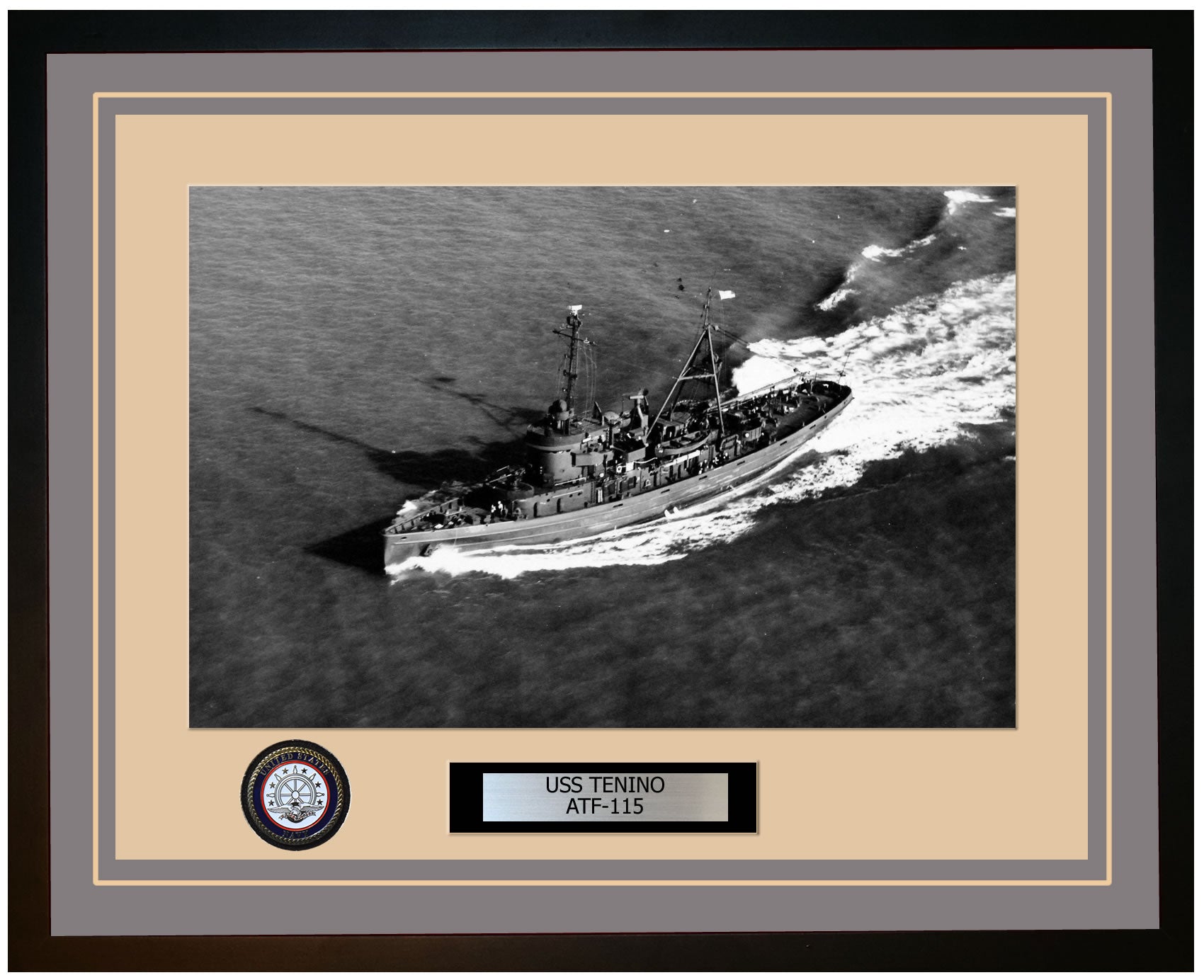 USS TENINO ATF-115 Framed Navy Ship Photo Grey