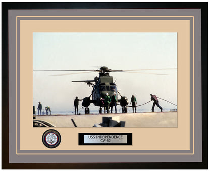 USS INDEPENDENCE CV-62 Framed Navy Ship Photo Grey