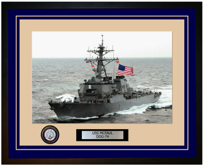USS MCFAUL DDG-74 Framed Navy Ship Photo Blue