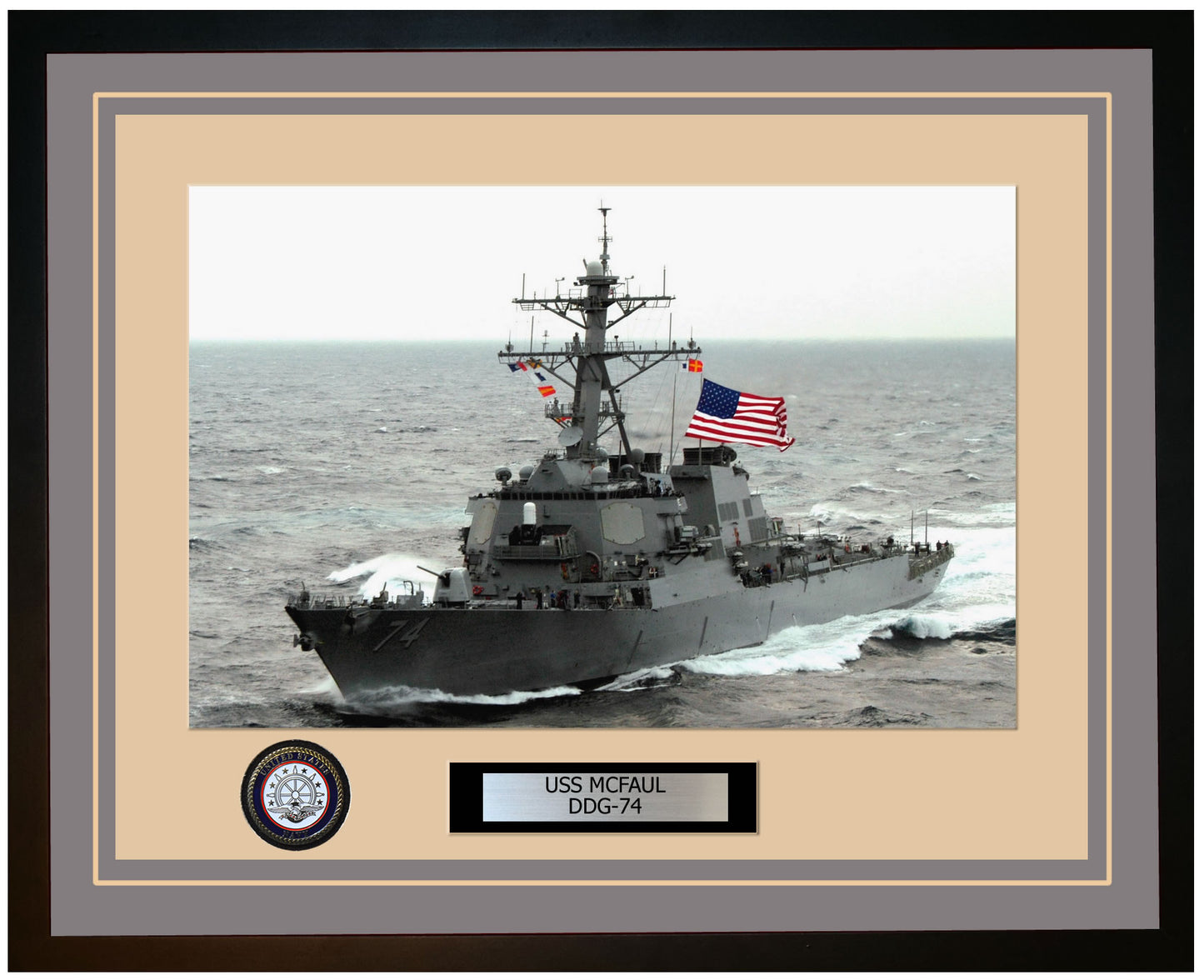 USS MCFAUL DDG-74 Framed Navy Ship Photo Grey