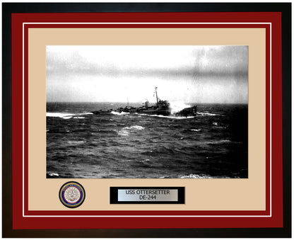 USS Ottersetter DE-244 Framed Navy Ship Photo Burgundy