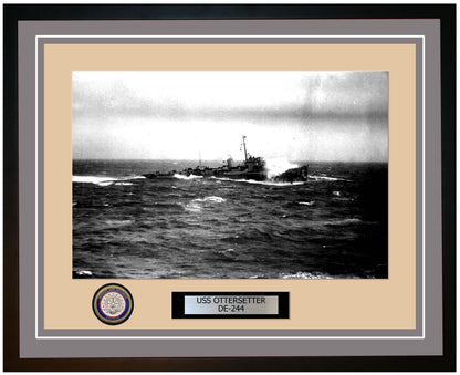 USS Ottersetter DE-244 Framed Navy Ship Photo Grey