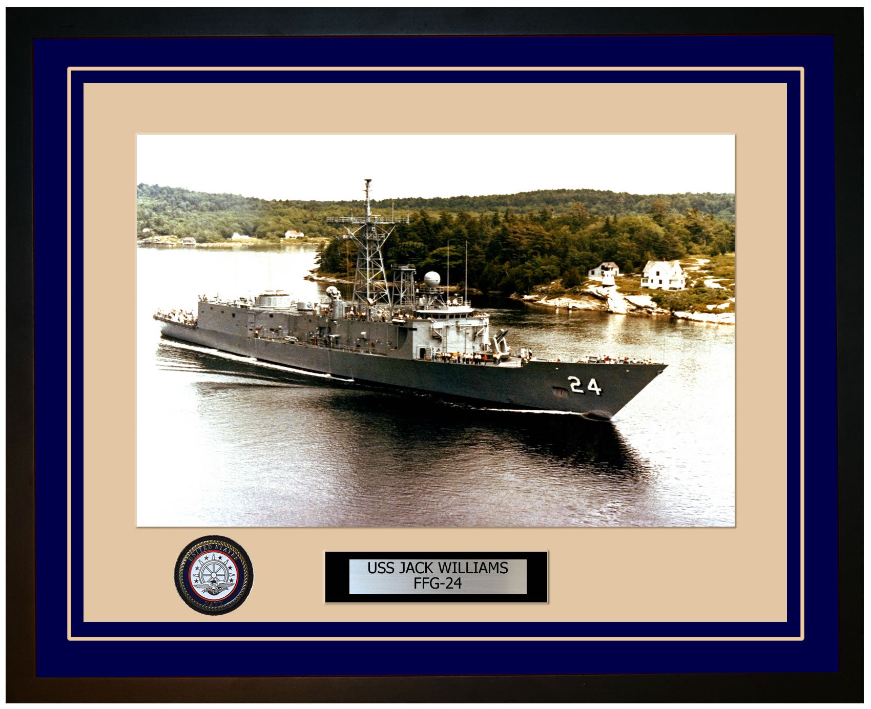 USS JACK WILLIAMS FFG-24 Framed Navy Ship Photo Blue
