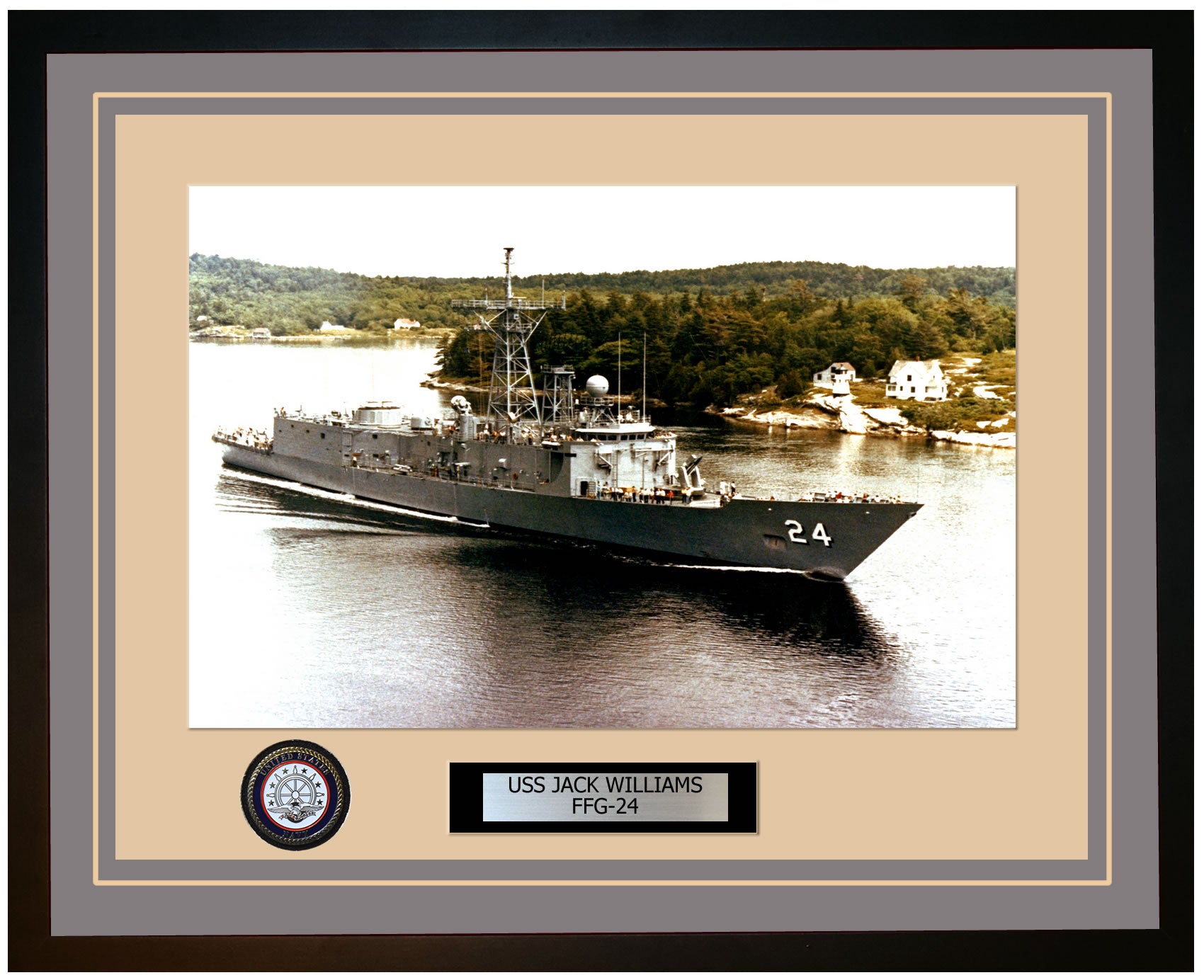 USS JACK WILLIAMS FFG-24 Framed Navy Ship Photo Grey