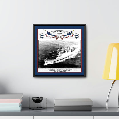 USS Hermitage LSD-34 Navy Floating Frame Photo Desk View