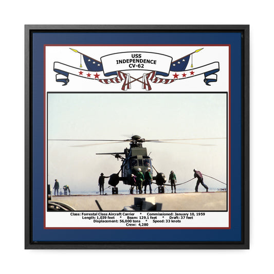 USS Independence CV-62 Navy Floating Frame Photo Front View