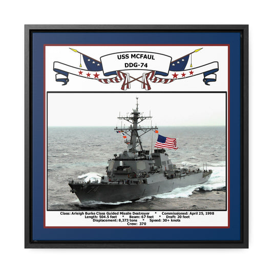 USS Mcfaul DDG-74 Navy Floating Frame Photo Front View