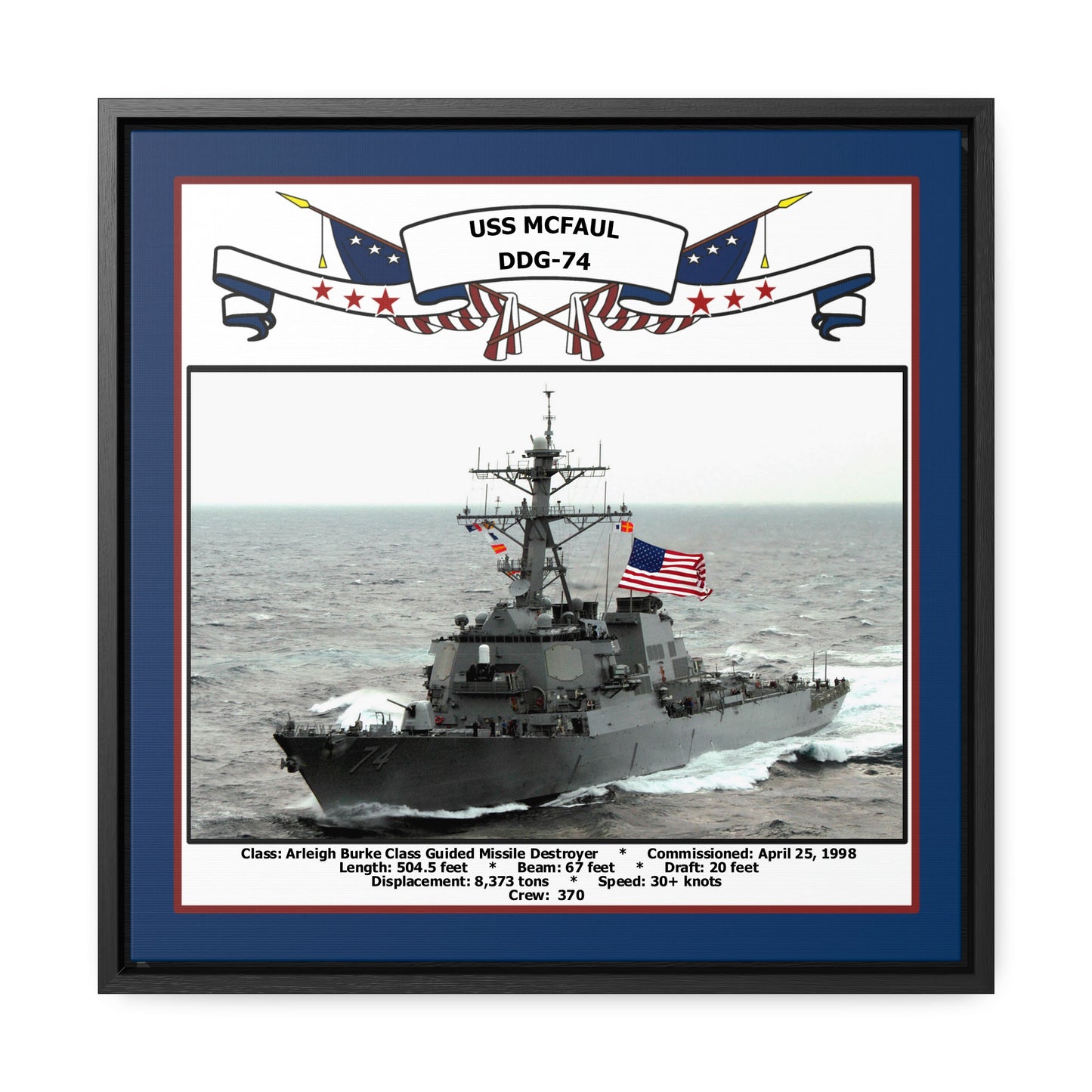 USS Mcfaul DDG74 Navy Floating Frame Photo Navy Emporium